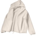 thumbnail image 6 of CHGBMOK Women Sherpa Fleece Hooded Jacket Full Zip Up Long Sleeve Cropped Outerwear Loose Fit Casual Warm Coat, 6 of 7