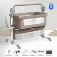 thumbnail image 3 of Electric Baby Crib Cradle Newborn Movable Rocking Bed Smart Portable Crib with Mosquito Net for Newborn,Bluetooth Music Speaker,Khaki, 3 of 10