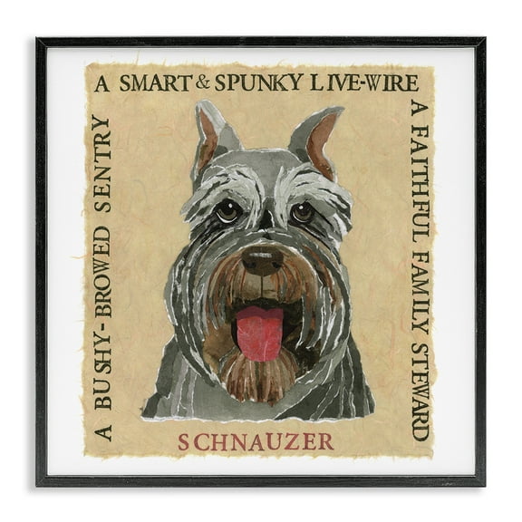 Stupell Industries Fun Schnauzer Pet Phrases Animals Painting Black Framed Art Print Wall Art, 12 x 12