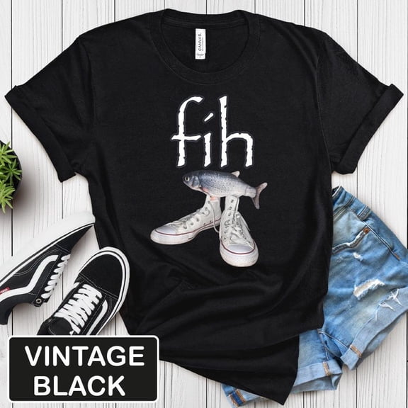 Fih Shirt, Fih Shoes Fish Shirt, Misspelled Fish Unisex Tee, T-Shirt, Fih Calling, Casual Short Sleeve Shirt, Full Size S-5XL