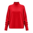 thumbnail image 7 of Xaqiouau Women's Turtleneck Sweater High Neck Long Sleeve Pullover Solid Color Thickened Knit Base Top Soft Warm Cozy Fall Winter Everyday Wear Red XL, 7 of 7