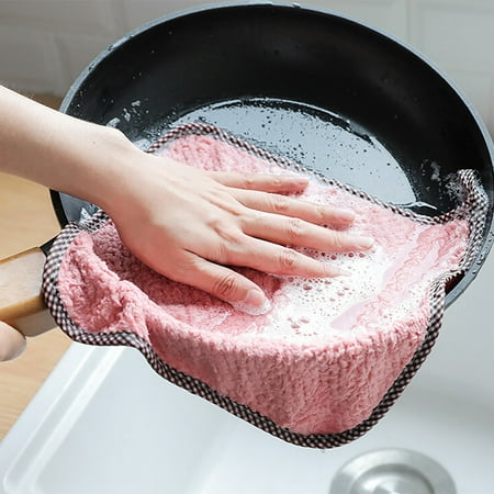 

RHKT Cleaning Cloths Nonstick Oil Coral Velvet Hanging Hand Towels Kitchen Dishclout