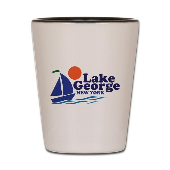 CafePress - Lake George New York - White/Black Shot Glass, Unique and Funny Shot Glass