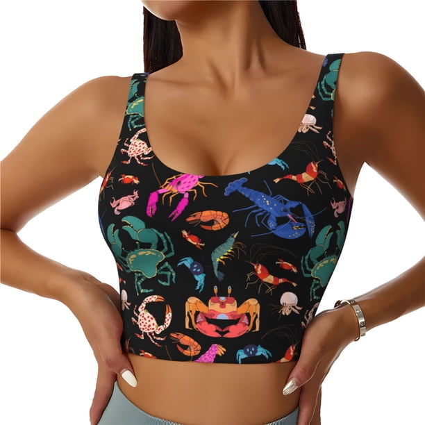 Balery Animals Under Water Sujetadores deportivos con espalda cruzada para mujer, acolchados, sin costuras, de alto impacto, ideales para yoga, gimnasio, entrenamiento y fitness.-