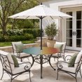 thumbnail image 2 of Round Outdoor Tablecloth with Umbrella Hole and Zipper, Orange Yellow Green Ombre Tablecloth with Elastic Waterproof, Modern Art Aesthetics Abstract Patio Table Covers for 31" - 35" Pool Tables, 2 of 9