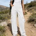 thumbnail image 4 of aohooy Cargo Pants Joggers for Women - Summer Casual Muilti Pockets Elastic Waisted Hiking Pant Basic Athletic Plus Size Outdoor Workout Trousers, 4 of 9