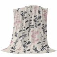thumbnail image 6 of Grey Pink Botanical Blanket Soft Cozy Warm Throw Blanket for Couch, Plush Fuzzy Flannel Fleece Blankets for Sofa, Rustic Country Spring Floral Summer Leaf Bed Blankets Gifts for Men, 50"x60", 6 of 9