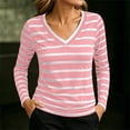 thumbnail image 2 of Women's V Neck Long Sleeve Loose Fit Printed Blouse Cute Trendy Outfits Comfy Lightweight Summer Vacation | CSEONE,Pink S, 2 of 6