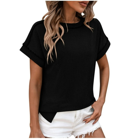 Xihbxyly Loose Summer Tops for Women Womens Summer Tops Short Sleeve Crew Neck Shirts Casual Tshirts Fashion Loose Fit Plus Size Tops