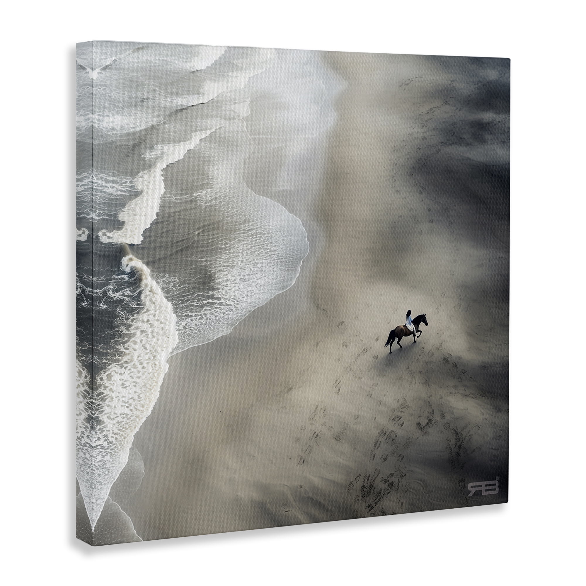 Stupell Industries Aerial Beach View Horse Nautical & Beach Painting Wrapped Canvas Art Print Wall Art, 24 x 24