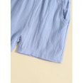 thumbnail image 6 of Springcmy Toddler Baby Boys Clothes Set Cotton Linen Short Sleeve Button Down Shirt Top and Shorts 2PCS Summer Outfit A# Blue 6-12 Months, 6 of 7