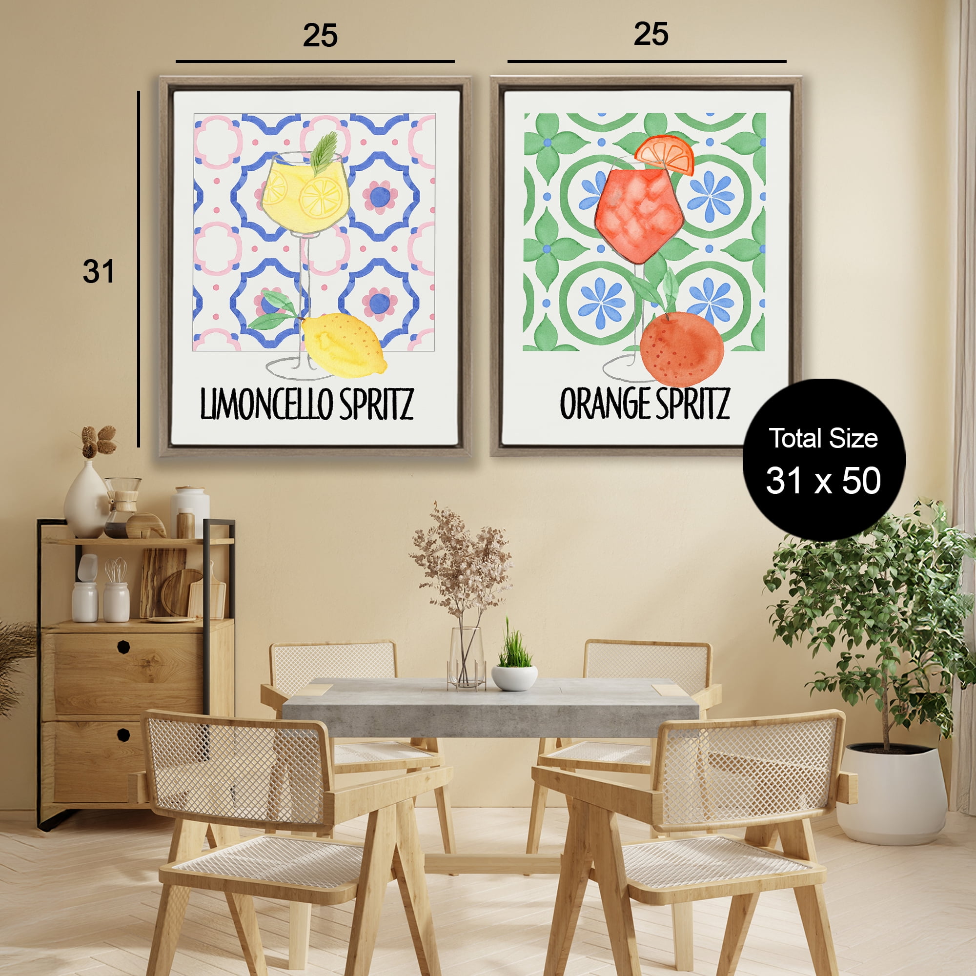 Stupell Industries Citrus Spritz On My Mind 2 Piece Brown Framed Floater Canvas Set, design by Nina Jacobs