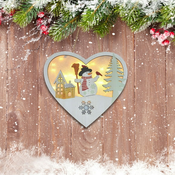 LINMOUA Christmas Illuminated Wooden Door Sign, Christmas Decoration Door Sign, Wooden Welcome Wood Sign, Home Decoration Door Hang