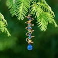 thumbnail image 7 of FONMY Gazing Ball Spiral Tail -Decorative Wind Spinner Sun Catcher Rainbow Maker Copper Double-Spiral W/Sea Blue Crystal Ball and Chain Crystals Beads for Indoor Outdoor Garden Decoration -14 inch H, 7 of 7