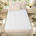 thumbnail image 4 of Manfei Modern Checkered Zipper Queen Comforter Set with Fitted Sheet and 2 Pillowcases,Cute Bow Zipper Bedding Set,Orange Beige,Reversible,4pcs, 4 of 8