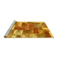 thumbnail image 2 of Ahgly Company Machine Washable Indoor Round Patchwork Yellow Transitional Area Rugs, 4' Round, 2 of 4