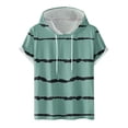 thumbnail image 1 of FAIWAD Men's Short Sleeve Hoodies Sweatshirt Striped Print Drawstring Athletic Lightweight Hoodies Tops, 1 of 4