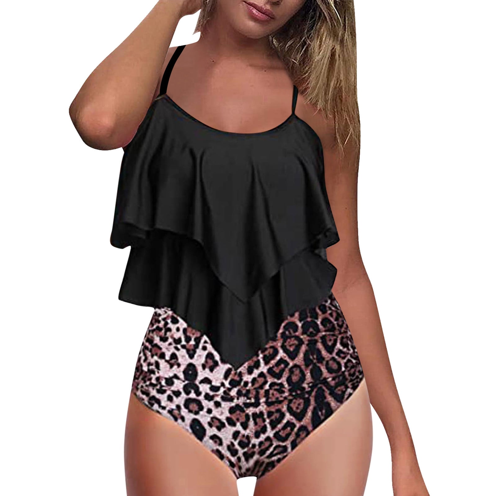 UPPADA Maillot De Bain Tankini Pour Femmes Ensemble Push Up Contrôle Du Ventre Tankini Maillot De Bain Deux Pièces Hauts Sans Bretelles Avec Bas Maillots De Bain Pour Femmes De Plus De