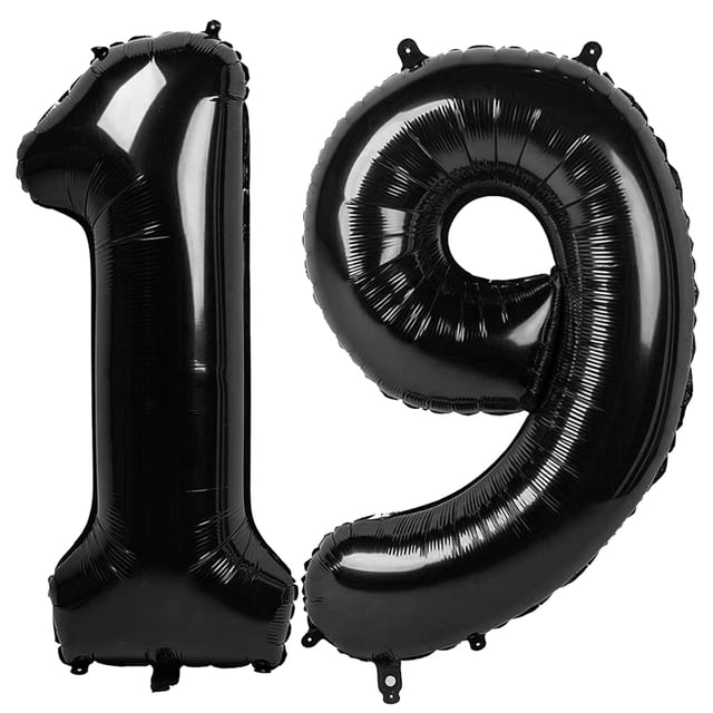 Globos de números de foil negros de 40 pulgadas Argthjy 19