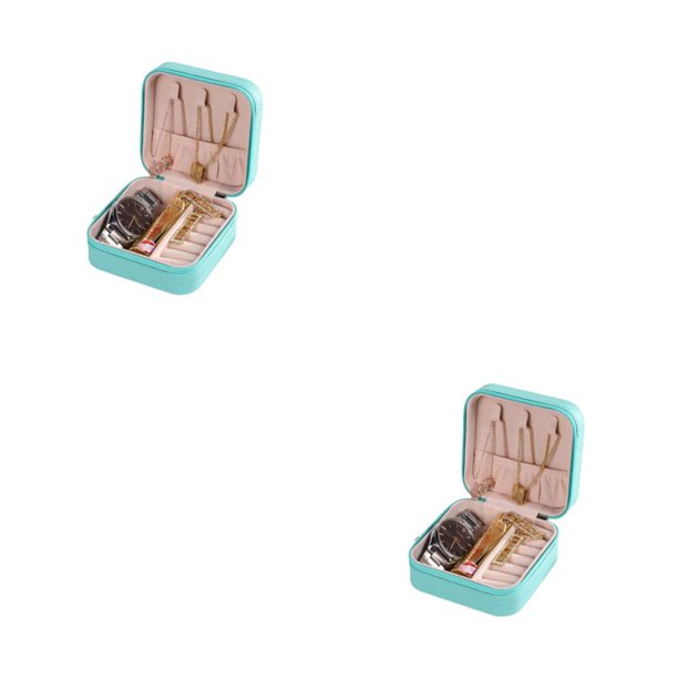 Injueey caja de embalaje de joyería a prueba de polvo estuche de exhibición de gran capacidad fiesta personalizada contenedor estable Azul 10*10*5 2piezas