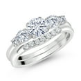 thumbnail image 2 of Gem Stone King 10K White Gold White Moissanite and White Lab Grown Diamond 5 Stone Bridal Engagement Wedding Ring Set for Women (0.81 Cttw, Round: 5MM and 3MM, Size 8), 2 of 6
