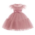 thumbnail image 1 of Ketyyh-chn99 Robes pour Filles Robe Tutu pour Tout-Petites d'Été en Maille Contrastée Robes de Fête Mignonnes Taille pour 6-7 Ans, Rose, 1 of 6