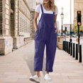thumbnail image 2 of Arnsht Women Summer Solid Color Casual Sleeveless Suspender Jumpsuit Loose Bib Pants Overalls Baggy Rompers Jumpsuits with Pockets Purple L, 2 of 9