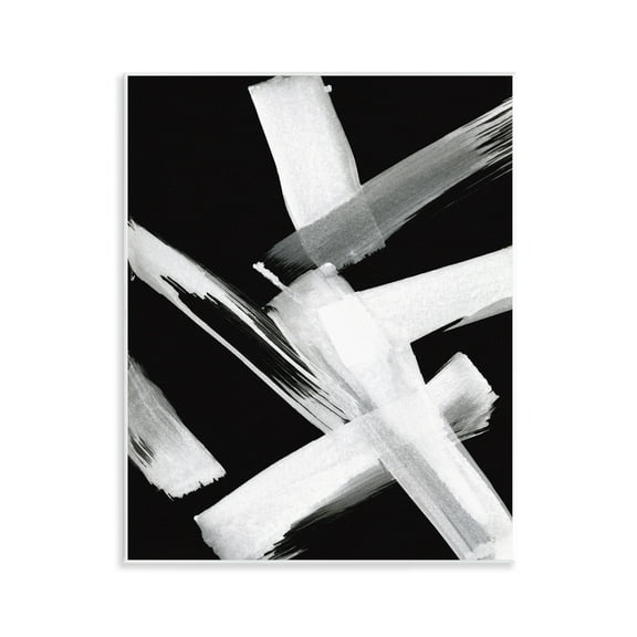 Stupell Industries Brushstrokes on Black Abstract Painting Unframed Art Print Wall Art, 11 x 14