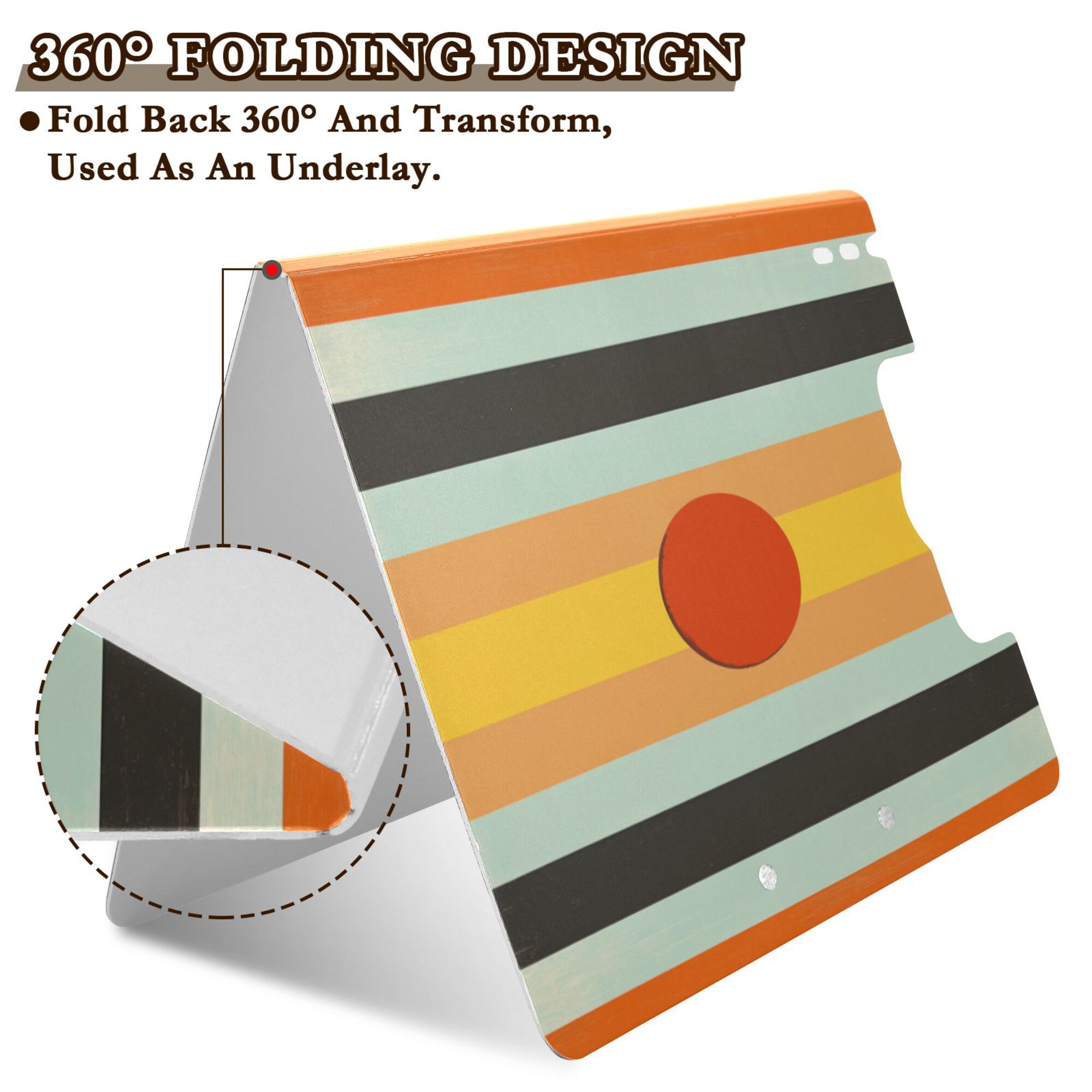 FORMRS A4 Clipboard Folder with Pen Holder Horizontal Foldable School Office Binder, Stripes and Circle