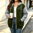 thumbnail image 2 of Jsaierl Women's Plus Size Zip Up Hoodies Fall Color Block Hooded Sweatshirt Lightweight Fashion Coat Cotton Jogging Long Sleeve Jackets, 2 of 7