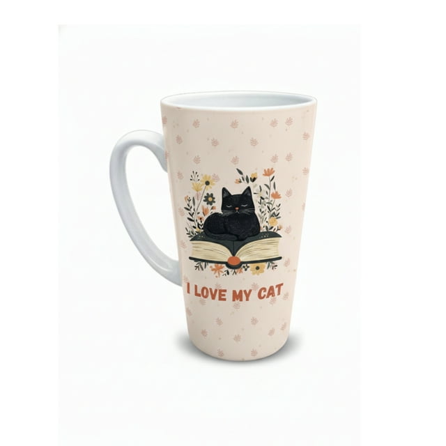 Taza de cerámica 502 ml diseño ilustrado de gato