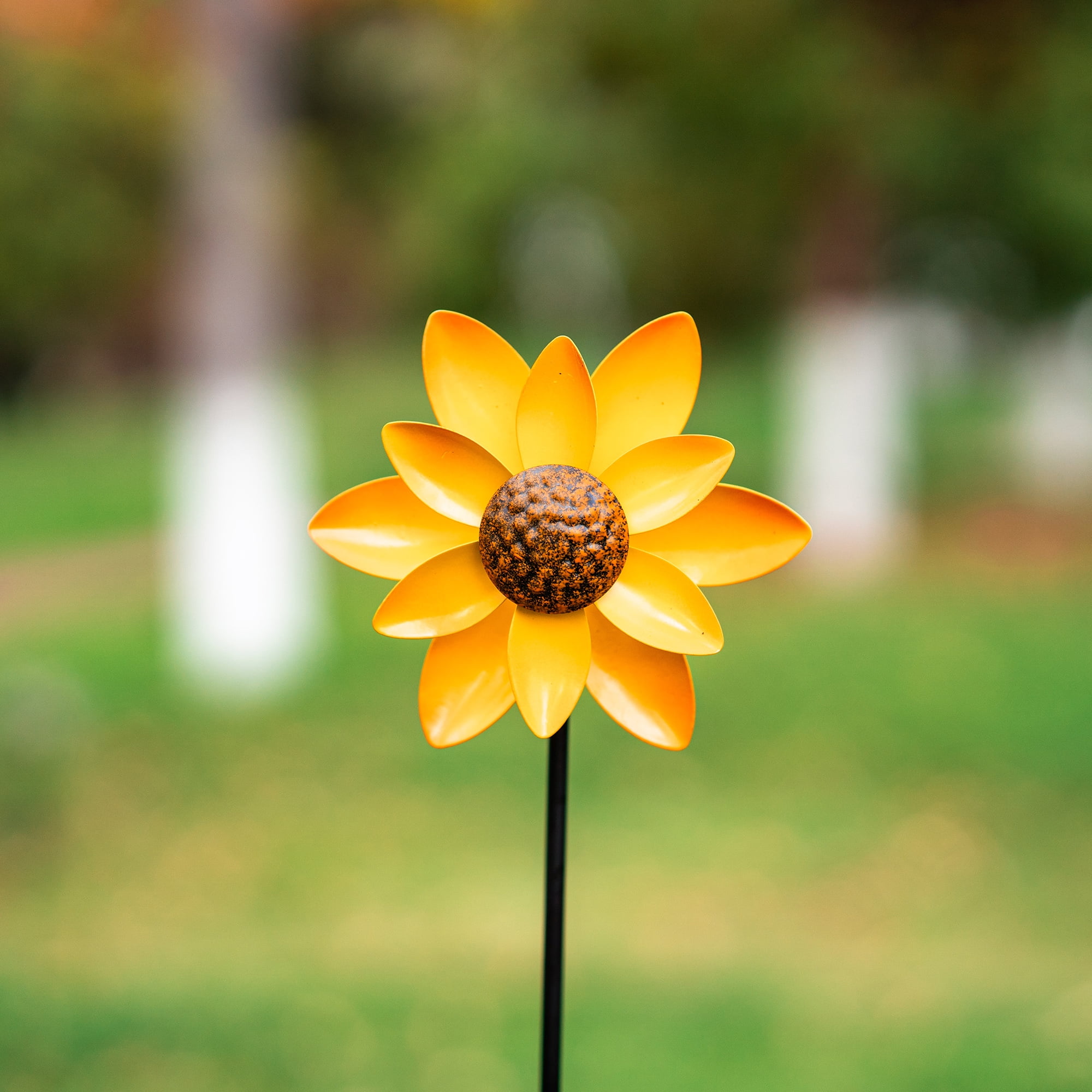 Mainstays Outdoor Dual Yellow Flower Metal Wind Spinner