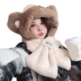 thumbnail image 2 of YAOBAMM Scarf Hat Set Winter Bear Ear Hat Adorable Soft Thickened Cold Proof Ear Protection Beanie, 2 of 7
