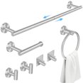 thumbnail image 1 of PHANCIR Juego de Accesorios de 7 Pzas para Baño, Accesorios de Acero Inoxidable, Incluye Toallero de 24", Soporte para Papel Higiénico, Toallero, Ganchos para Bata, Juego de Toallero de Baño Montado en la Pared, Níquel-plata, 1 of 8