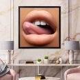 thumbnail image 3 of Designart 'Beautiful Dark Skinned Female Tongue Touching Lips' Modern Framed Art Print, 3 of 4