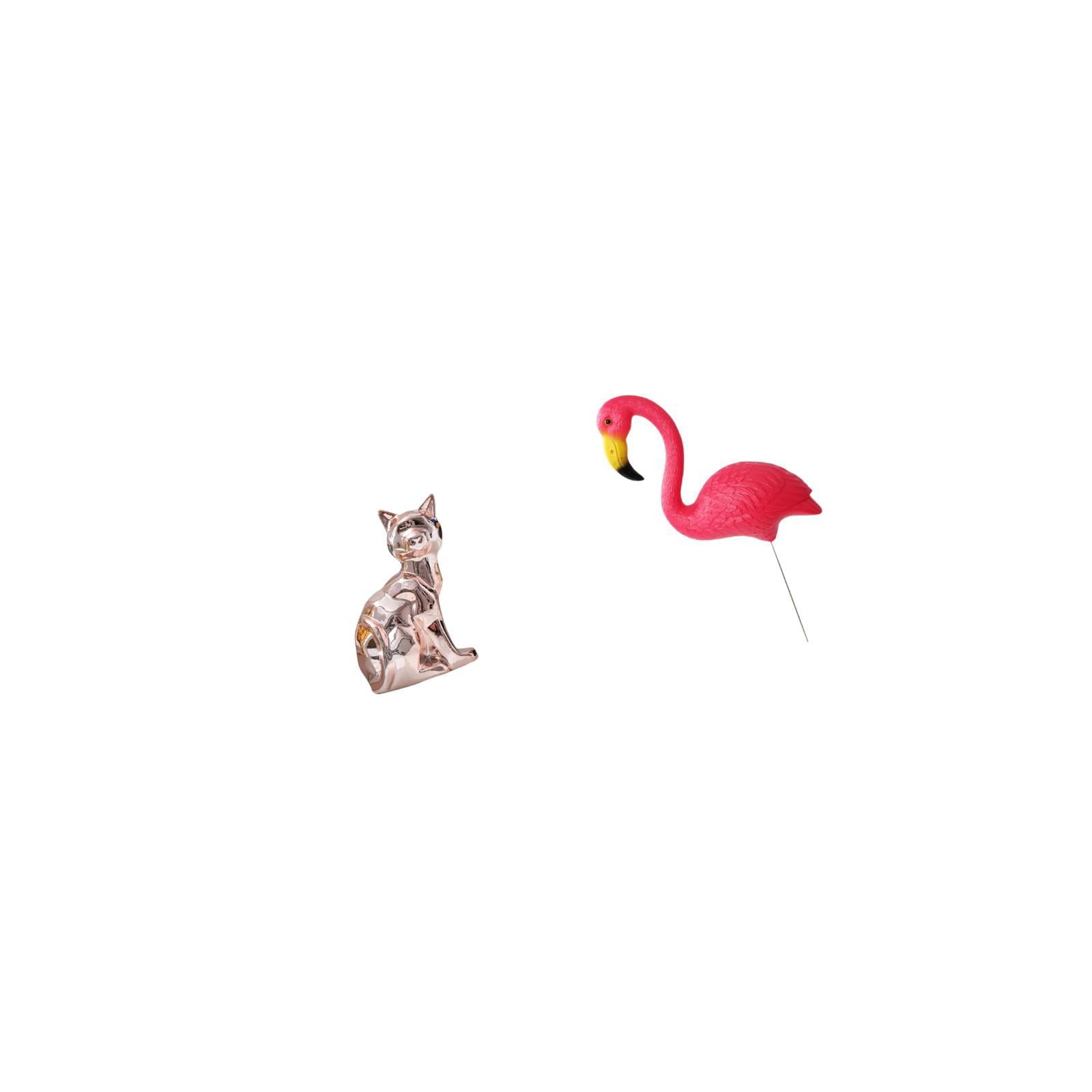 CoudarTitie Cat Bird Statue Decorative Figurine Animal Sculpture Art Craft Ornament for Fireplace Yard Art Ornament Backyard Fairy Garden Accessories Flamingo Garden Stake Sculpture for Holiday