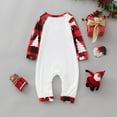 thumbnail image 5 of FAOWME Matching Family Christmas Pajamas Romper Long Sleeve Round Neck Printed Button Down Festival Party Holiday Warm Sleepwear Jumpsuits For Infant Baby-Red 9-12 Months, 5 of 8
