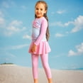 thumbnail image 4 of Agkizg Toddler Girls Swimsuits,Long-Sleeve Rashguard and Swim Pants Set for Kids,Fashion Cute Print Long Sleeve Sunscreen Seaside Surfing Swimsuit Set, 4 of 5