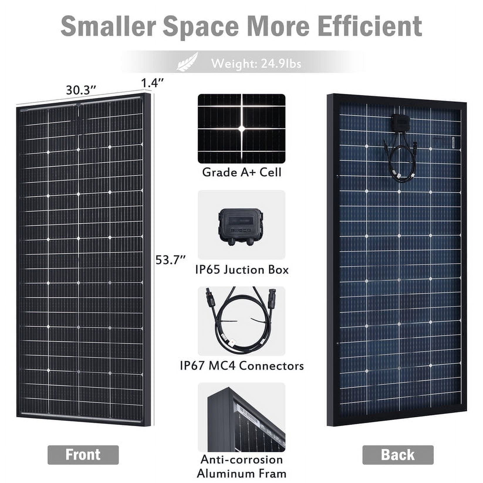 JJN Bifacial 200 Watt Solar Panels 12V 10BB Monocrystalline Solar Panel High Efficiency Solar Module for RV Home Battery Charging Farm Trailer Camper Marine Off Grid System Single Piece