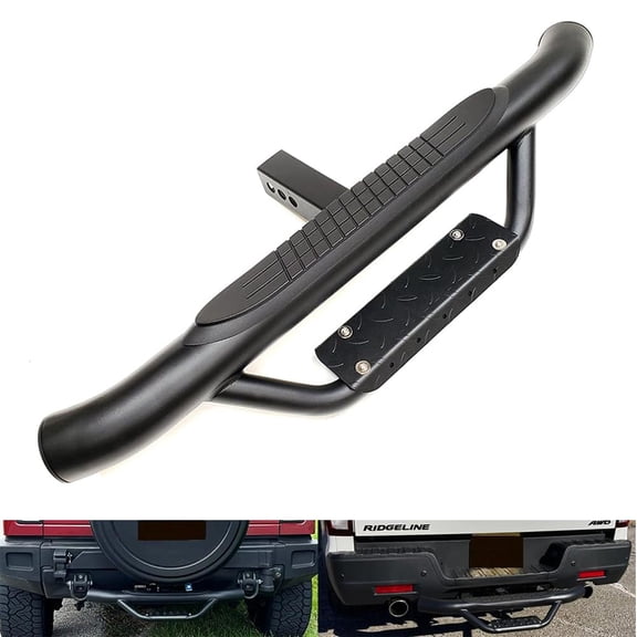 Black 36" Towing Hitch Trailer Tow Hitch Step Bar Drop Step 3" Round Curved Rear Bumper Guard for 2" Receiver SUV Pickup Truck