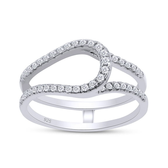 0.30 Carat Round Cut Lab Created Moissanite Diamond Bypass Curve Enhancer Guard Ring For Women In 14K White Gold Over Sterling Silver (D Color,VVS1 Clarity 0.30 Cttw)-4