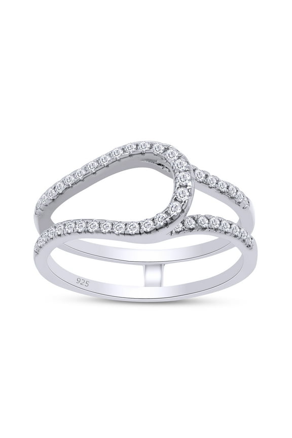 0.30 Carat Round Cut Lab Created Moissanite Diamond Bypass Curve Enhancer Guard Ring For Women In 14K White Gold Over Sterling Silver (D Color,VVS1 Clarity 0.30 Cttw)-4