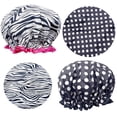 thumbnail image 2 of Stylish Reusable Women's Waterproof Double Layer Extra Large Shower Caps for Long Hair(set of 2), 2 of 5