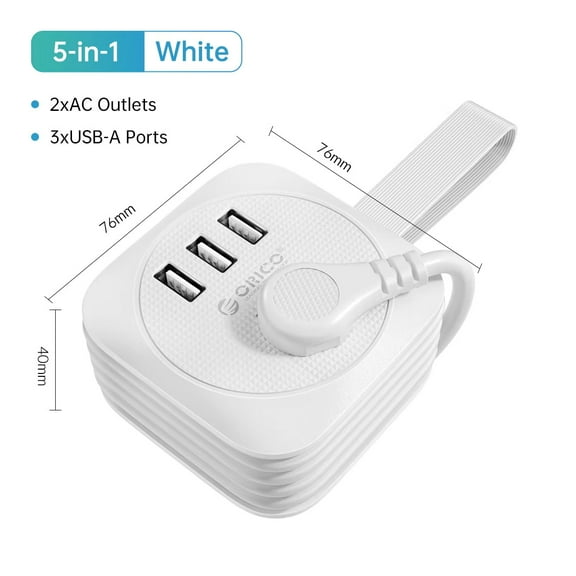 USB Travel Power Strip US Adapter Smart Plug Multiple Extension Socket with 2 Ports Type C Fast Charge for Travel Office