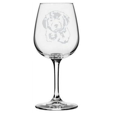 Golden Retriever Puppy Dog Themed Etched All Purpose 12.75oz Libbey Wine Glass