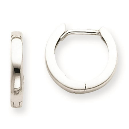 Mens Las Solid 14k White Gold Polished Hinged Hoop Earrings 9mm X 2mm Mens Las Solid 14k White Gold Polished Hinged Hoop Earrings 9mm X 2mm