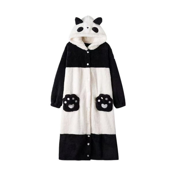 EZLIFE Pijama de mujer con diseño de panda, suave y cálido, camisón, traje de cosplay de animales kawaii B8I9