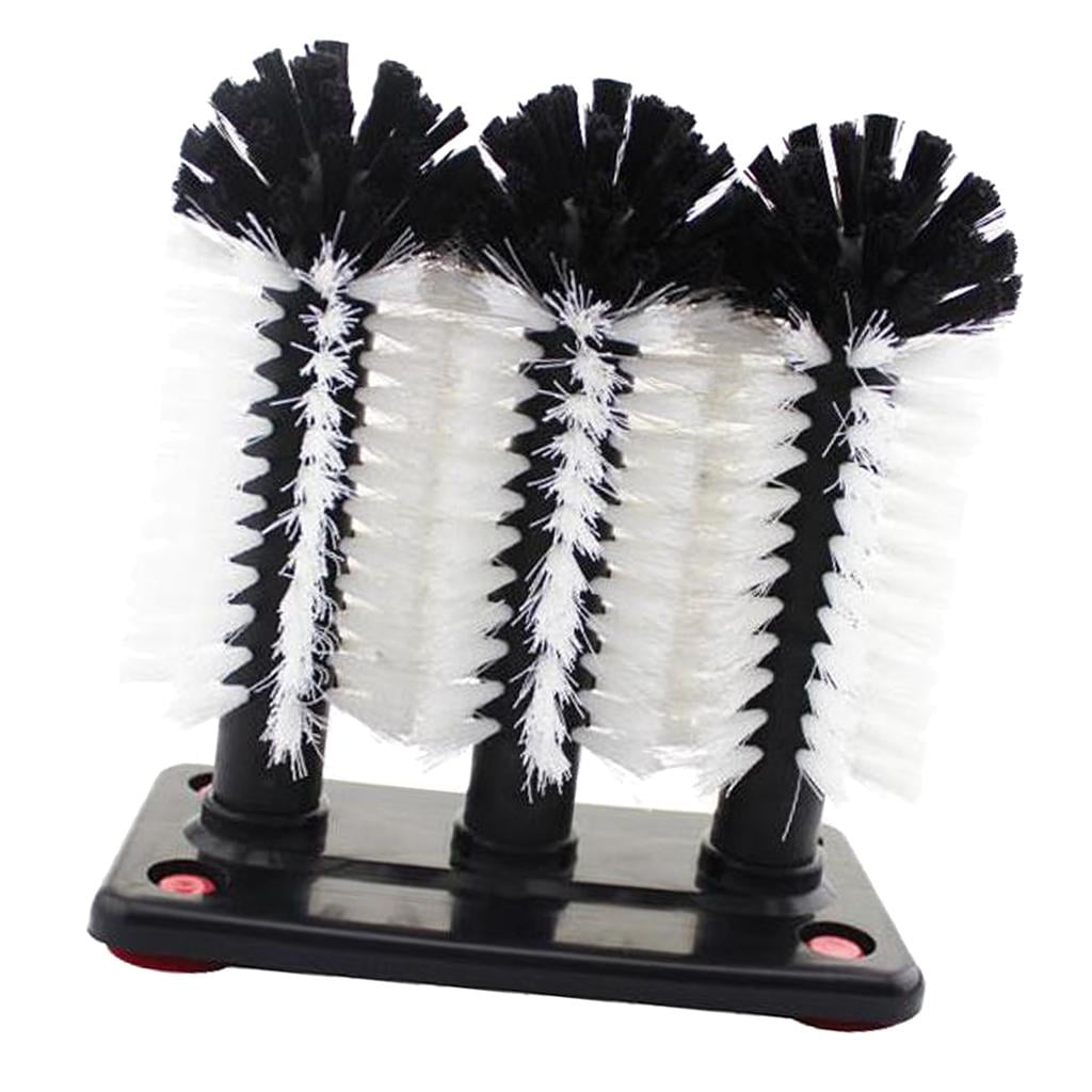 3 Brush Glass Washer Triple Glass Rinser A Cup Mug Washer Brush Glass Brushes for Washing Glasses for Home Kitchen Bar Baoblaze Glass Cleaning Brush