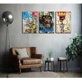 thumbnail image 2 of 3 Pcs Street Wall Art Modern Abstract Pictures Poster Prints Wall Decor Artist Blue Color Print Canvas Painting for Living Room Bedroom Bathroom Office Home Decorations (Framed canvas), 2 of 6