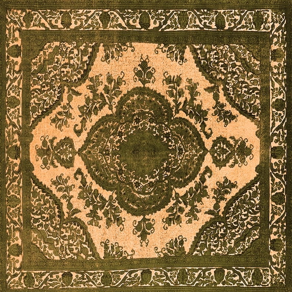 Ahgly Company Indoor Square Oriental Orange Industrial Area Rugs, 3' Square